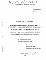 Диссертация по педагогике на тему «Интерпретация художественного текста как средство совершенствования иноязычной речи на старших курсах языкового вуза», специальность ВАК РФ 13.00.02 - Теория и методика обучения и воспитания (по областям и уровням образования)