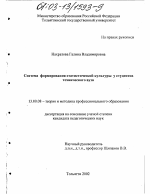 Диссертация по педагогике на тему «Система формирования статистической культуры у студентов технического вуза», специальность ВАК РФ 13.00.08 - Теория и методика профессионального образования