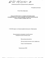 Диссертация по педагогике на тему «Педагогические условия оптимизации компьютерного обеспечения профессиональной подготовки специалистов», специальность ВАК РФ 13.00.08 - Теория и методика профессионального образования