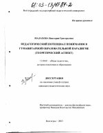 Диссертация по педагогике на тему «Педагогический потенциал понимания в гуманитарной образовательной парадигме», специальность ВАК РФ 13.00.01 - Общая педагогика, история педагогики и образования