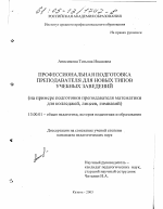 Диссертация по педагогике на тему «Профессиональная подготовка преподавателя для новых типов учебных заведений», специальность ВАК РФ 13.00.01 - Общая педагогика, история педагогики и образования