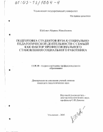 Диссертация по педагогике на тему «Подготовка студентов вуза к социально-педагогической деятельности с семьей как фактор профессионального становления социального работника», специальность ВАК РФ 13.00.08 - Теория и методика профессионального образования