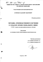 Диссертация по педагогике на тему «Методика производственного обучения в сельском профессиональном лицее», специальность ВАК РФ 13.00.08 - Теория и методика профессионального образования