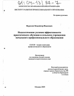 Диссертация по педагогике на тему «Педагогические условия эффективности практического обучения в сельском учреждении начального профессионального образования», специальность ВАК РФ 13.00.08 - Теория и методика профессионального образования