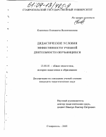 Диссертация по педагогике на тему «Дидактические условия эффективности учебной деятельности обучающихся», специальность ВАК РФ 13.00.01 - Общая педагогика, история педагогики и образования