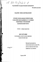 Диссертация по педагогике на тему «Профессиональная ориентация сельских школьников в условиях рыночных отношений», специальность ВАК РФ 13.00.01 - Общая педагогика, история педагогики и образования