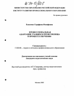 Диссертация по педагогике на тему «Профессиональная адаптация учащихся профучилища в процессе обучения», специальность ВАК РФ 13.00.08 - Теория и методика профессионального образования