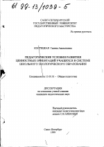 Диссертация по педагогике на тему «Педагогические условия развития ценностных ориентаций учащихся в системе школьного экологического образования», специальность ВАК РФ 13.00.01 - Общая педагогика, история педагогики и образования